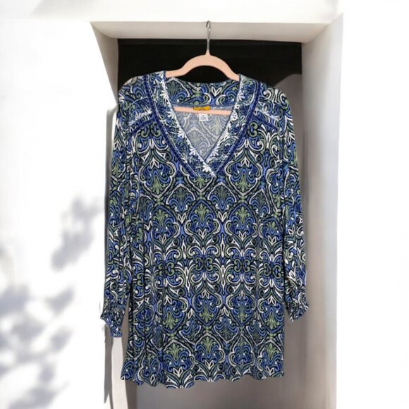 Ruby Rd. Tops - Ruby Rd. Womens Medallion 3/4 Sleeve Knit Top 1X